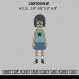 Cartoon W Embroidery File 4 size