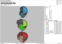 Cartoon Heads Embroidery File 6 sizes