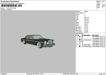 Car 0311 Embroidery File 6 sizes
