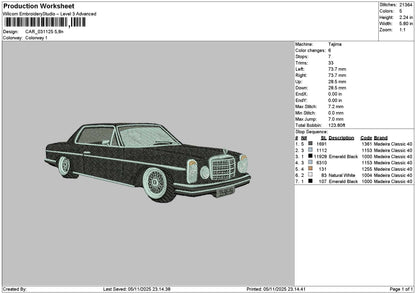 Car 0311 Embroidery File 6 sizes