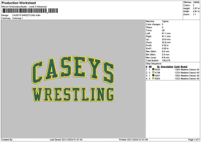 Caseystext Embroidery File 6 sizes