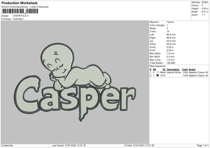 Casper Embroidery File 4 size