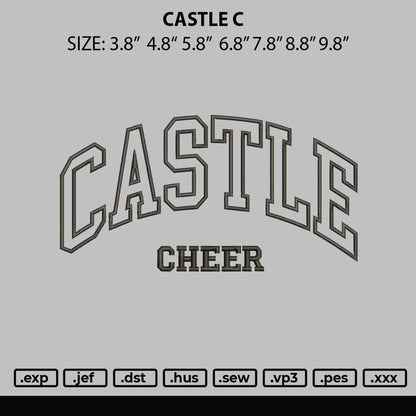 Castle Text Embroidery File 6 sizes
