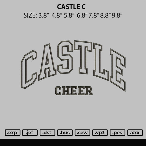 Castle Text Embroidery File 6 sizes
