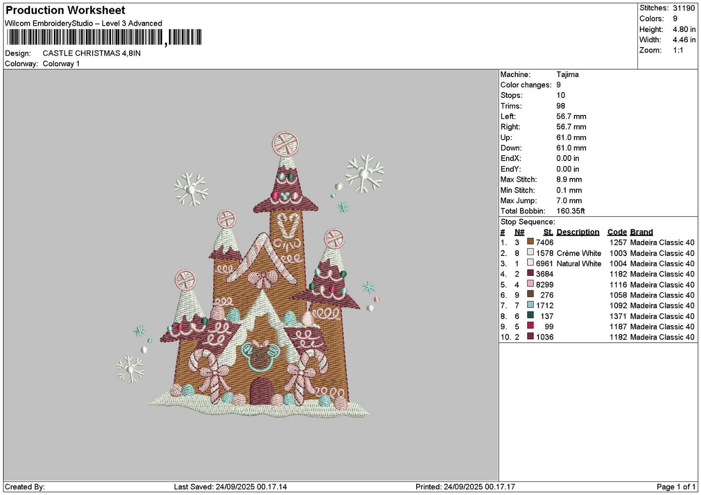 Castle 2409 Embroidery File 6 sizes