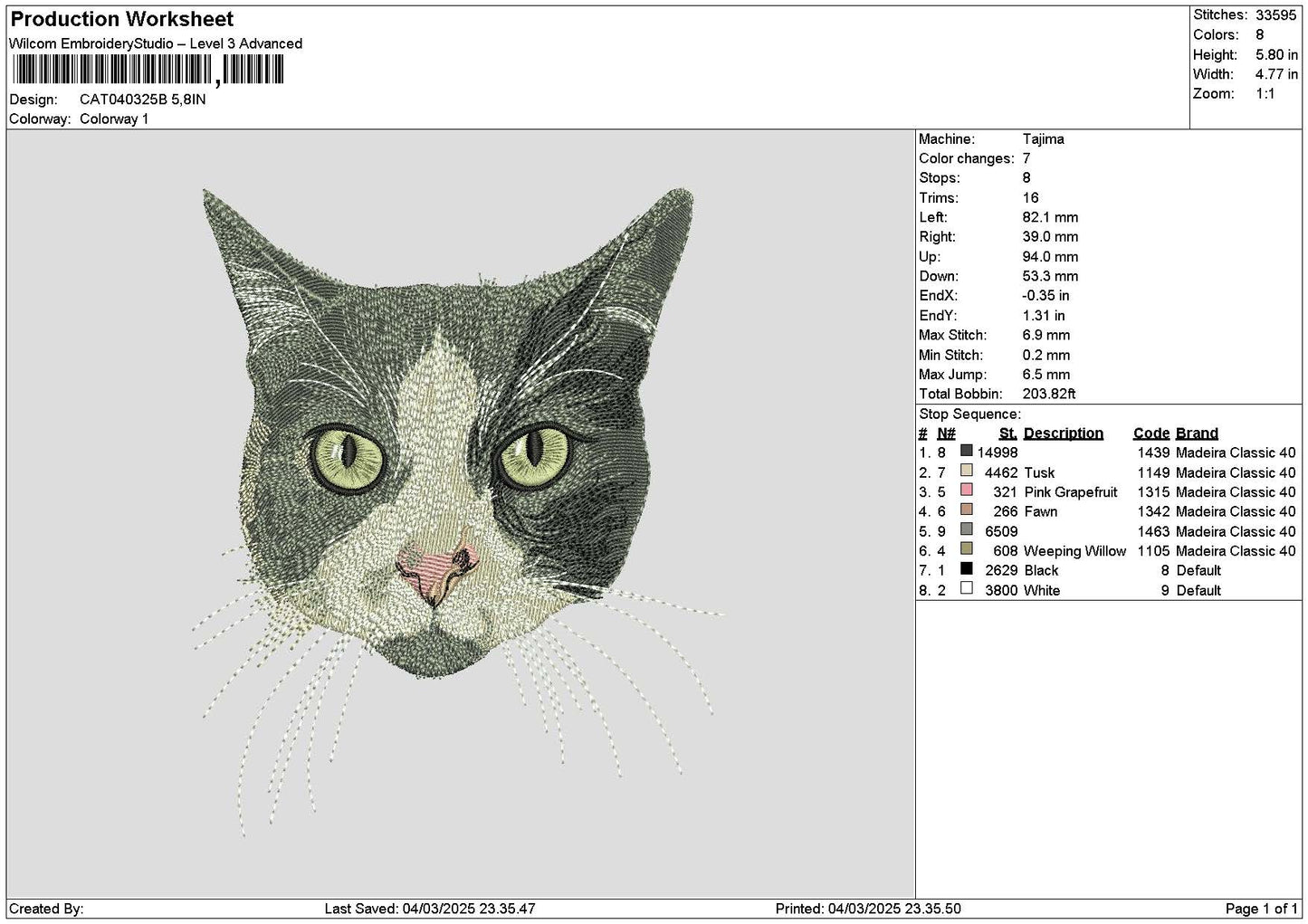 Cat 0403b Embroidery File 6 sizes