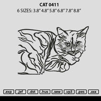 Cat 0411 Embroidery File 6 sizes