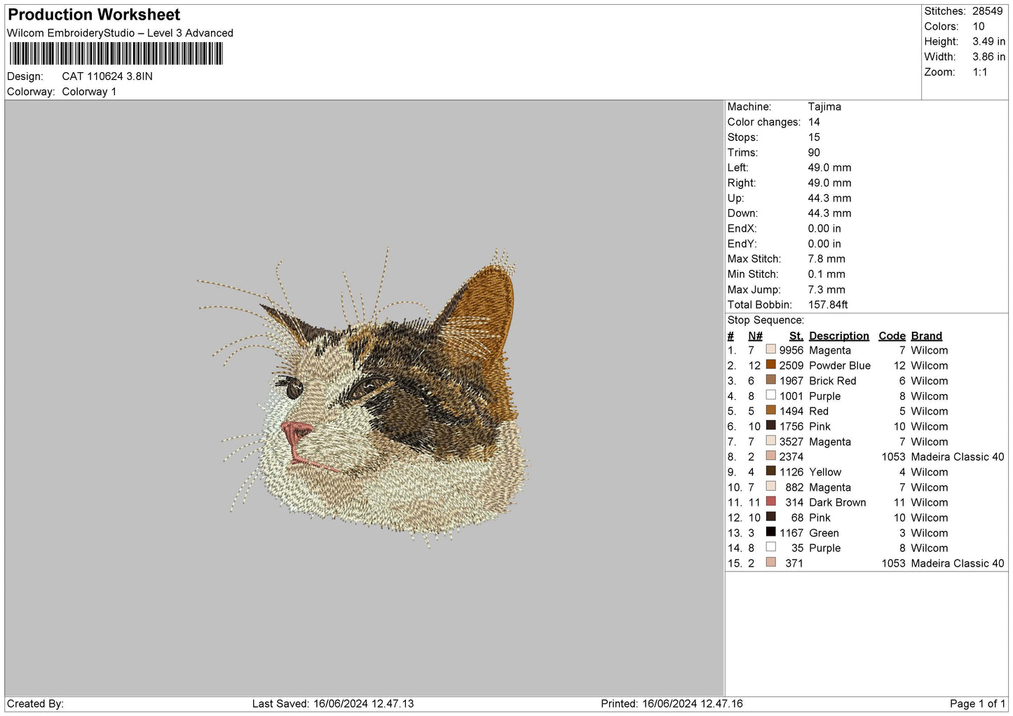 Cat 1106 Embroidery File 6 sizes