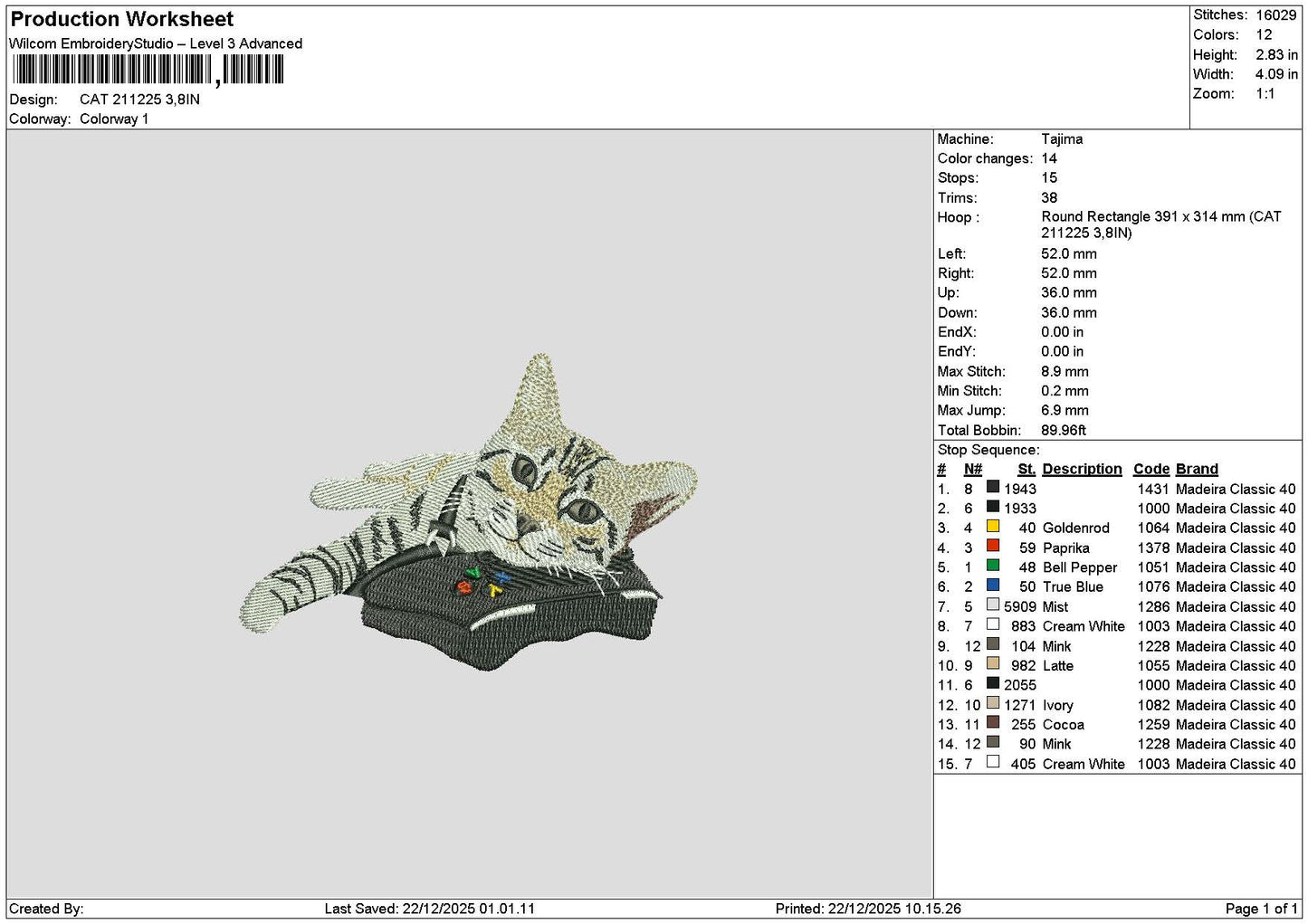 Cat 2112 Embroidery File 6 sizes