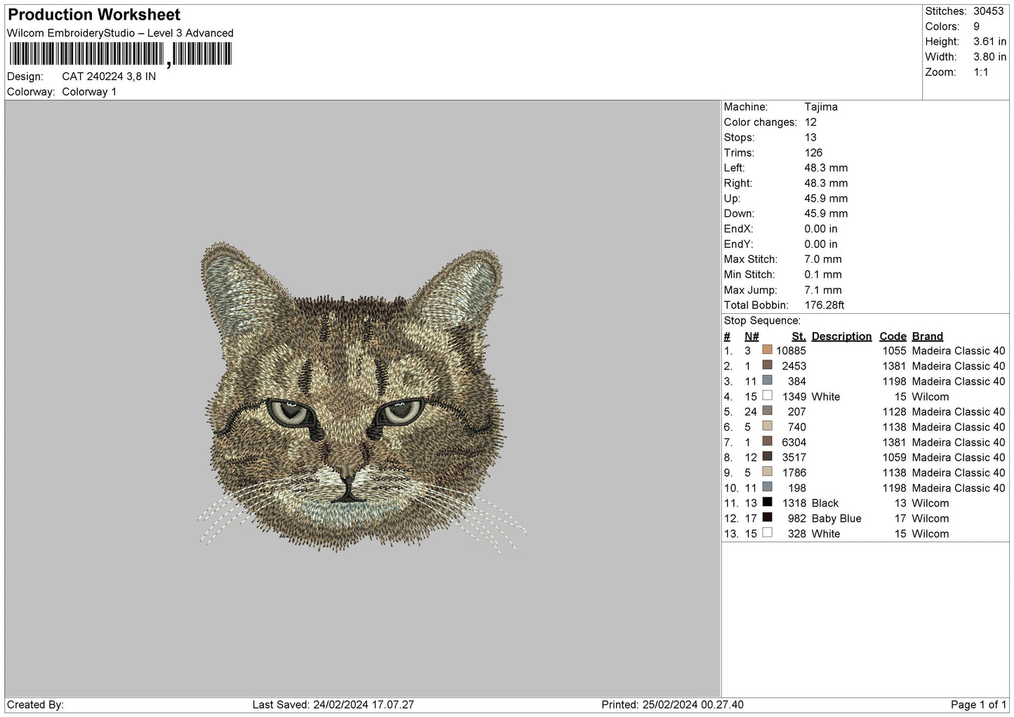 Cat 2402 Embroidery File 6 sizes