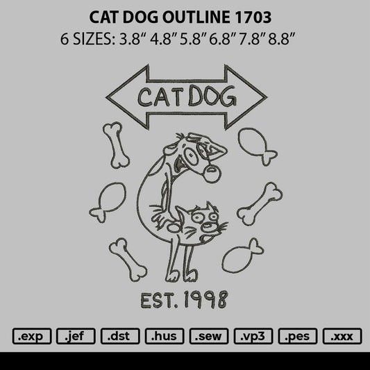 Cat Dog Outline 1703 Embroidery File 6 sizes