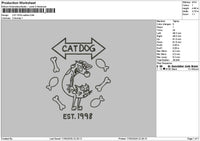 Cat Dog Outline 1703 Embroidery File 6 sizes