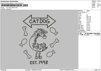 Cat Dog Outline 1703 Embroidery File 6 sizes