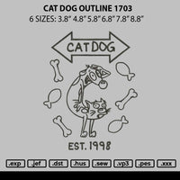 Cat Dog Outline 1703 Embroidery File 6 sizes