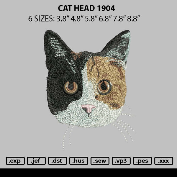Cat Head 1904 Embroidery File 6 sizes