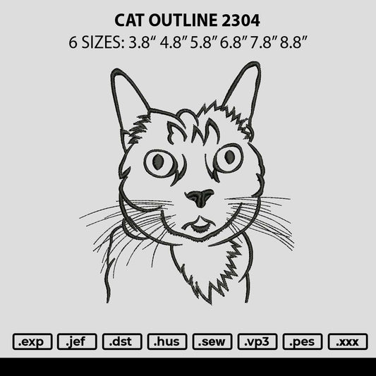 Cat Outline 2304 Embroidery File 6 sizes