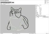 Cat Outline2904 Embroidery File 6 sizes