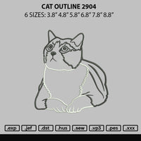 Cat Outline2904 Embroidery File 6 sizes