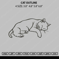 Cat Outline Embroidery File 4 sizes