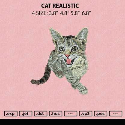 Cat Realistic Embroidery File 4 size