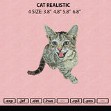 Cat Realistic Embroidery File 4 size