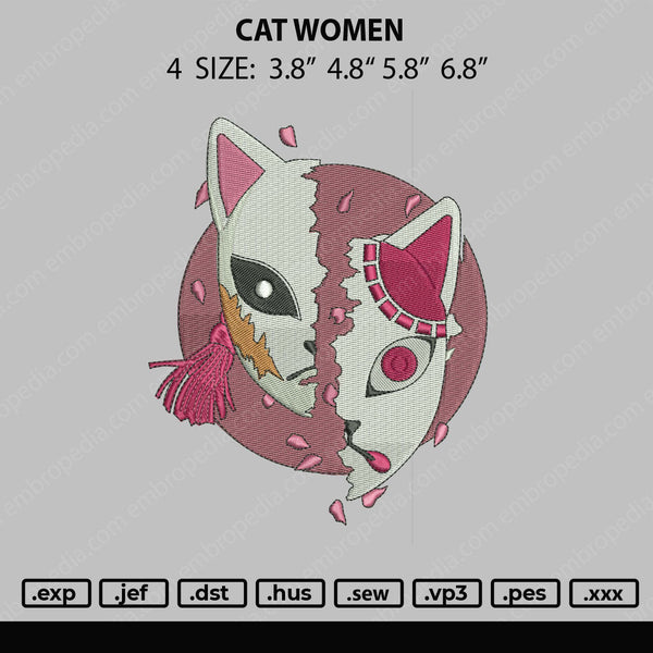 Cat Women Embroidery File 4 size