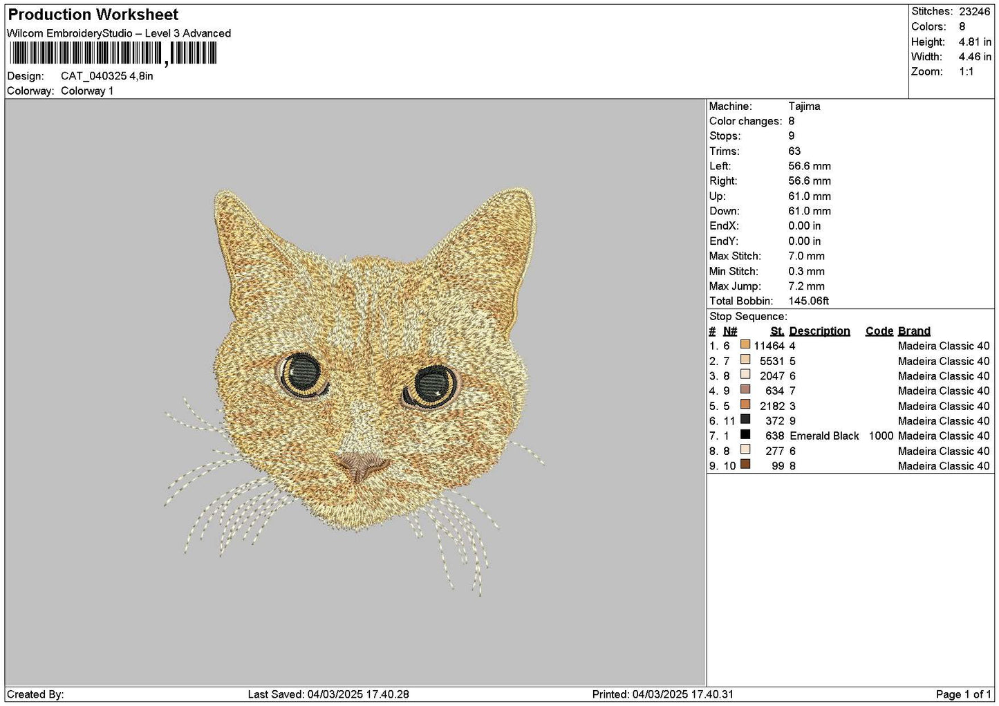 Cat 0403 Embroidery File 6 sizes