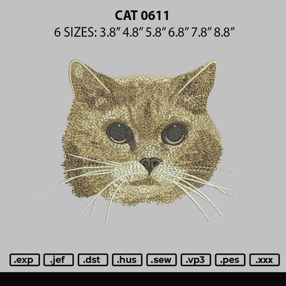 Cat 1011 Embroidery File 6 sizes
