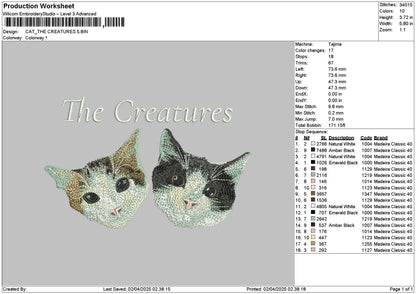 Cats 0204 Embroidery File 6 sizes