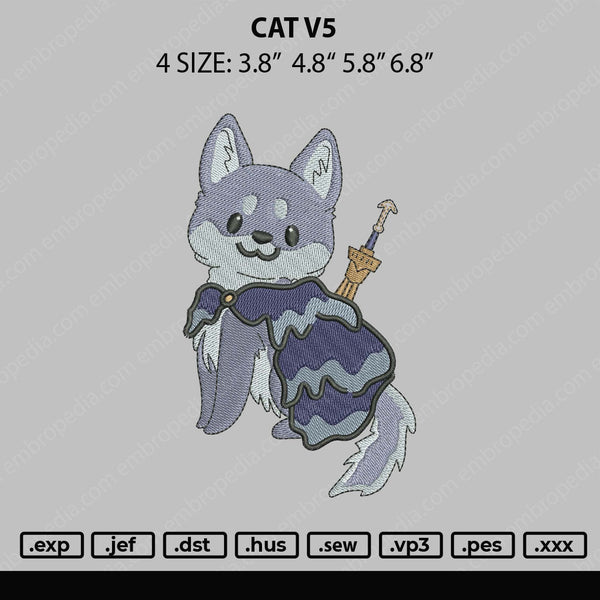 Cat V5 Embroidery File 4 size