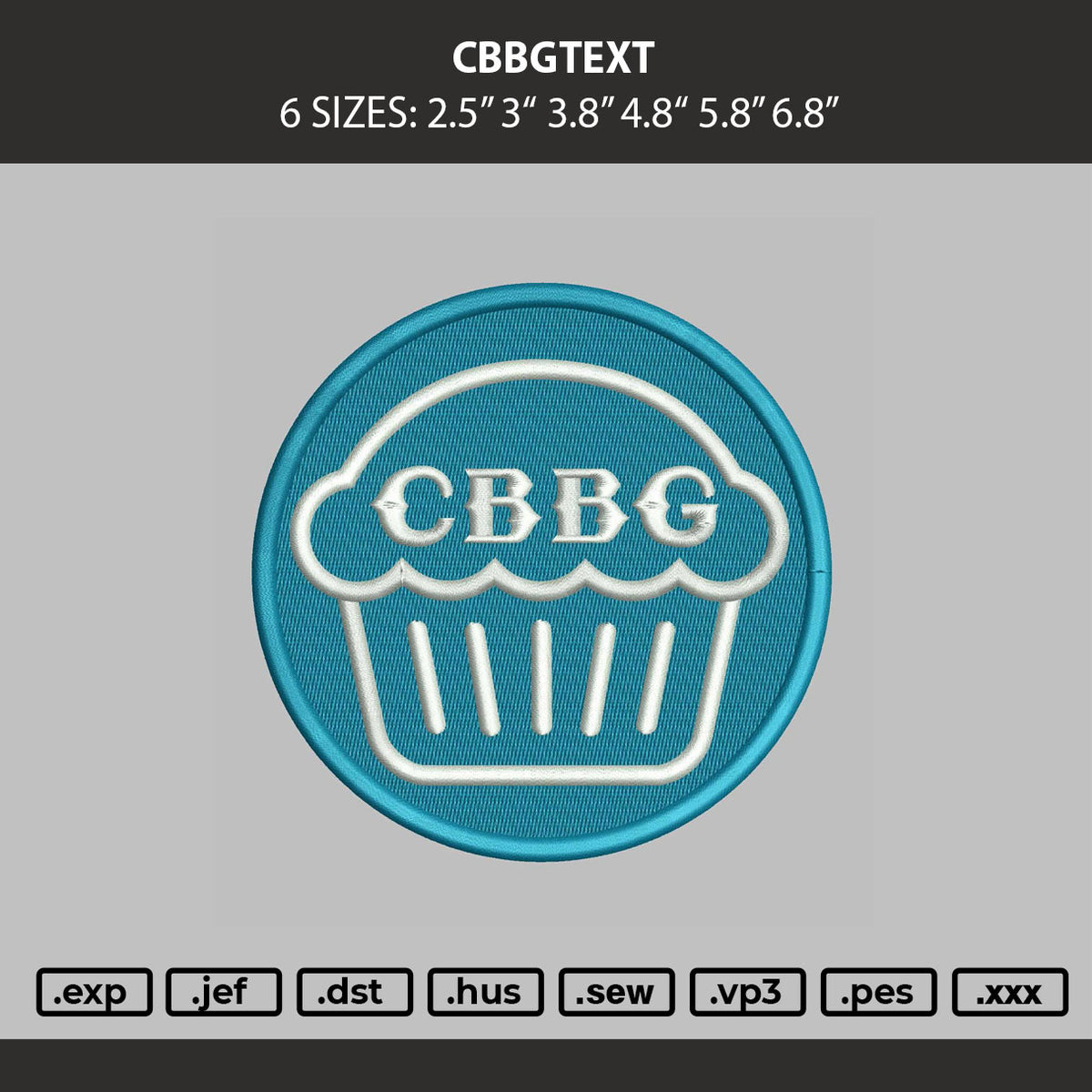 Cbbgtext Embroidery Machine Design File 6 sizes