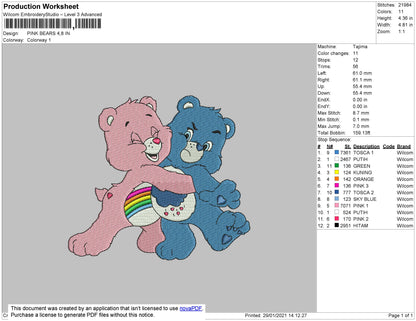 Care Bears Embroidery File 4 size
