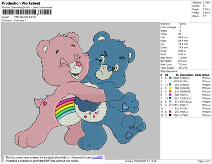 Care Bears Embroidery File 4 size