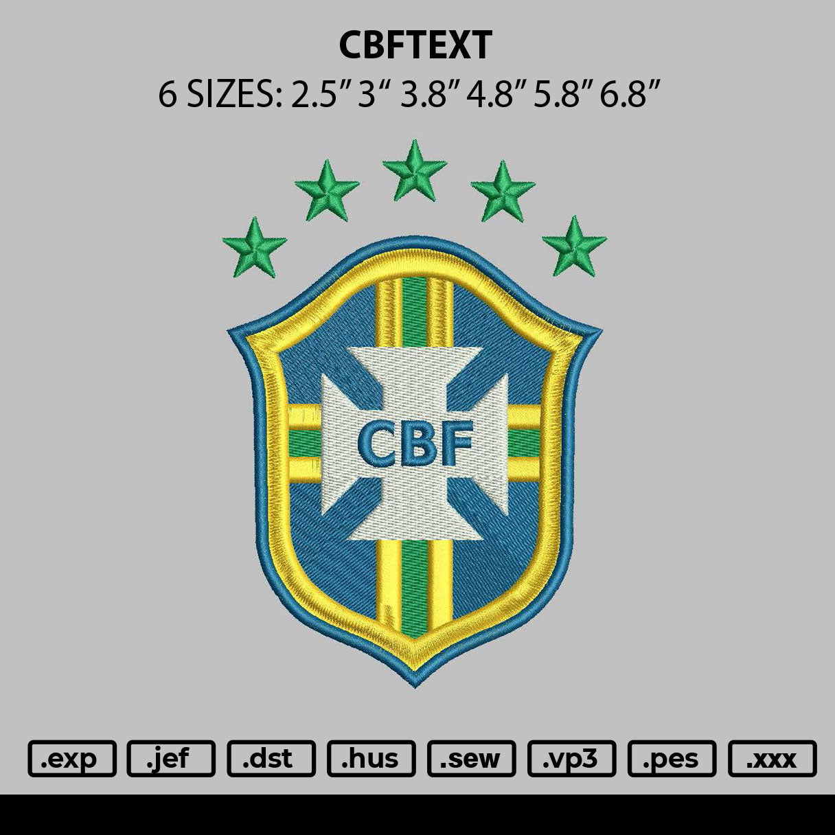 Cbftext Embroidery File 6 sizes