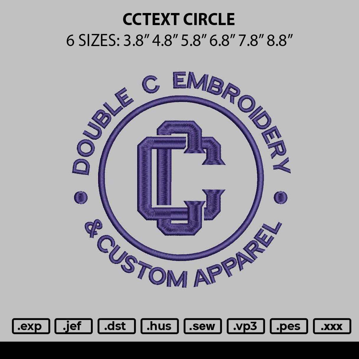 Cctext Embroidery File 6 sizes