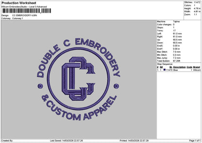 Cctext Embroidery File 6 sizes