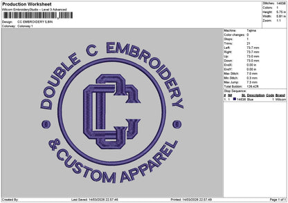 Cctext Embroidery File 6 sizes