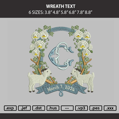 Wreath Text Embroidery Machine Design File 6 sizes