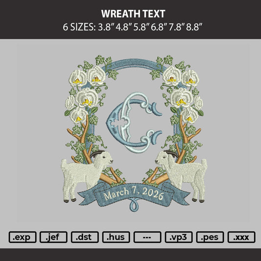 Wreath Text Embroidery Machine Design File 6 sizes