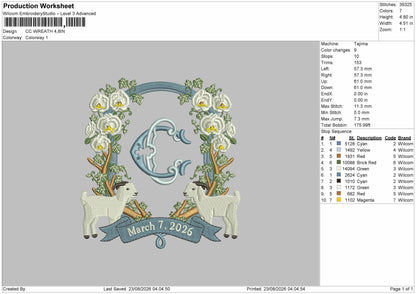 Wreath Text Embroidery Machine Design File 6 sizes
