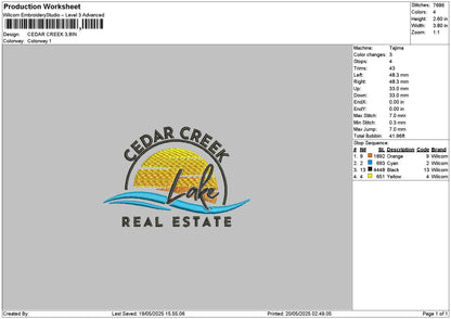 Cedartext Embroidery File 6 sizes
