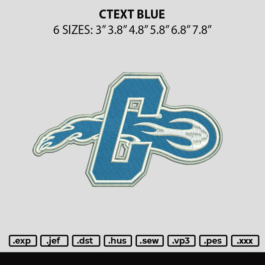Ctext Blue Embroidery File 6 sizes