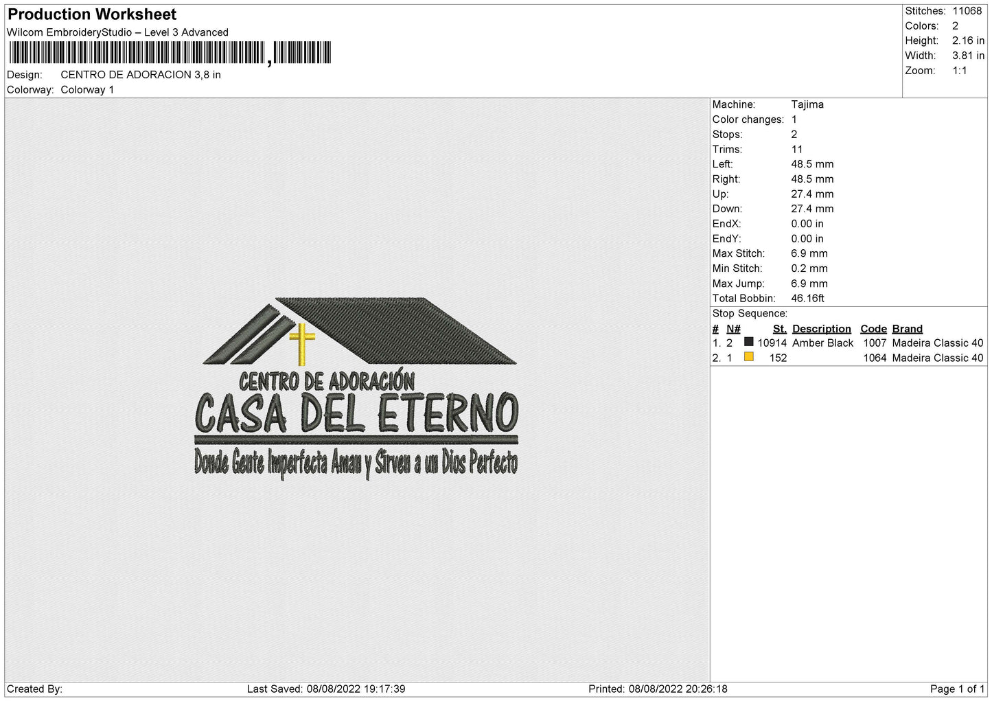 Centro De Adoracion Embroidery File 4 sizes