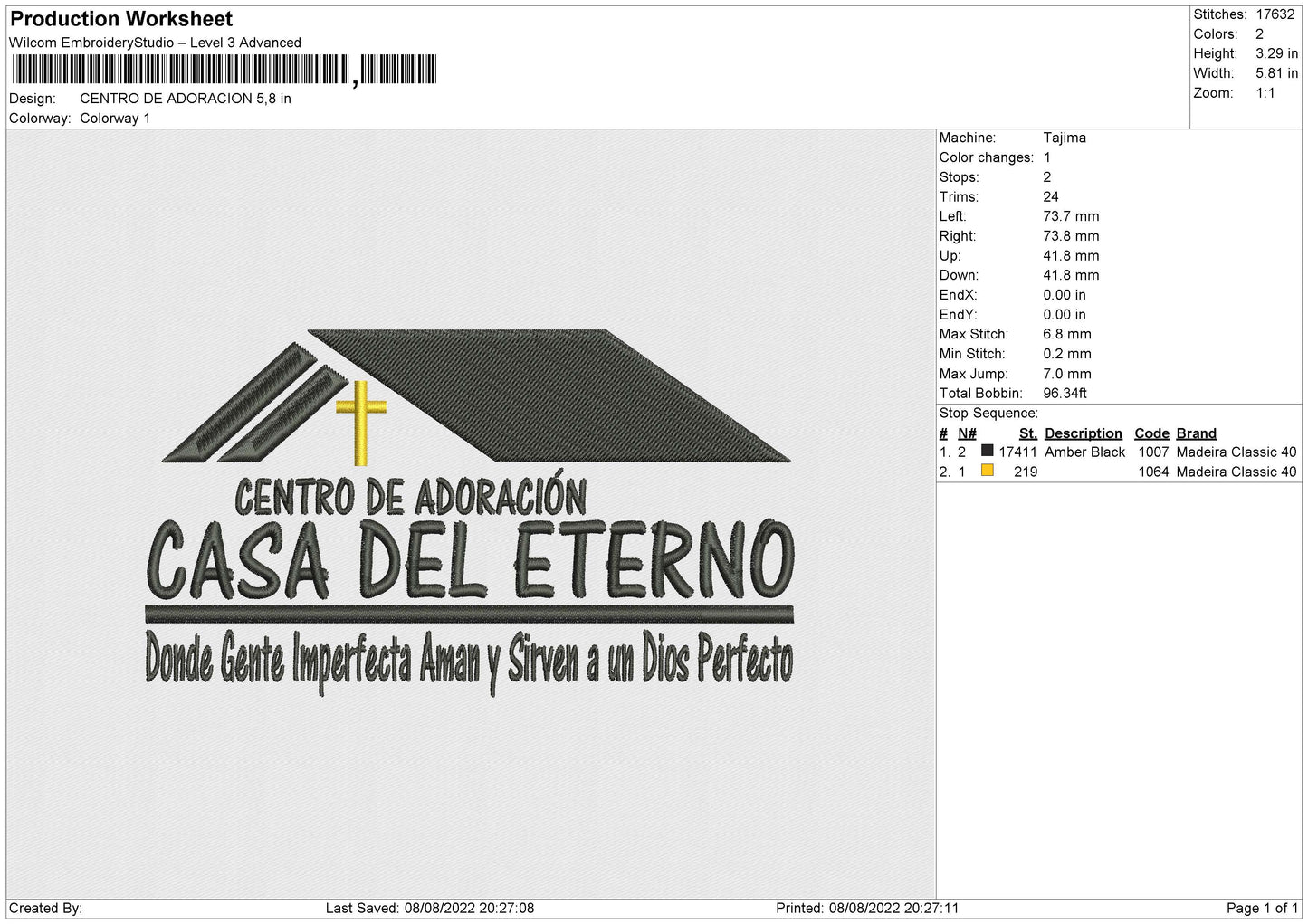 Centro De Adoracion Embroidery File 4 sizes