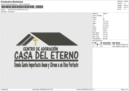 Centro De Adoracion Embroidery File 4 sizes