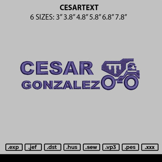 Cesartext Embroidery File 6 sizes