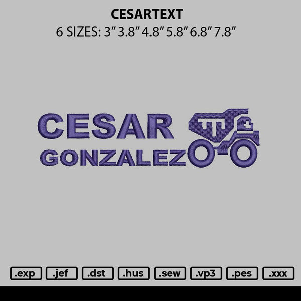 Cesartext Embroidery File 6 sizes