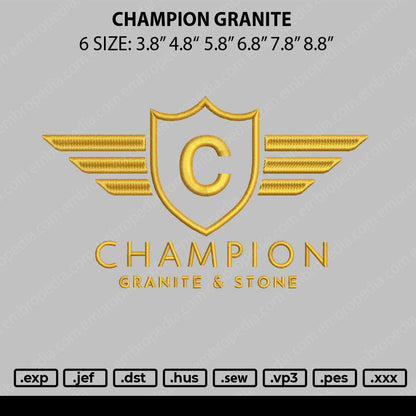 Champion Granite Embroidery File 6 sizes
