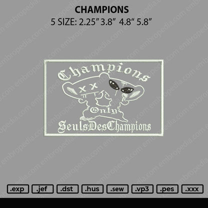 Champions Embroidery File 5 size