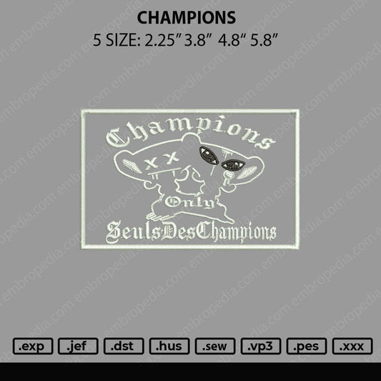 Champions Embroidery File 5 size
